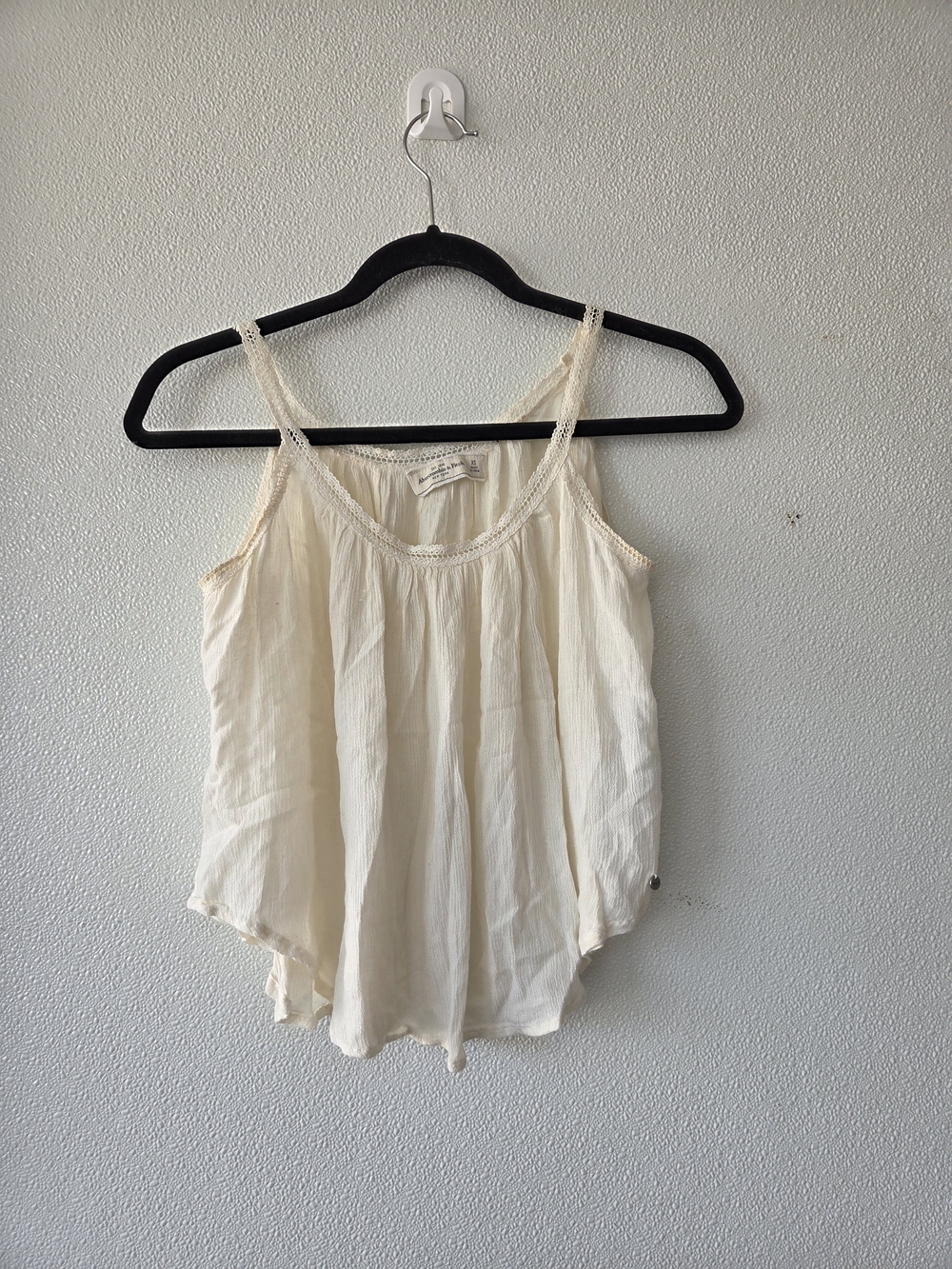 Abercrombie & Fitch Cream Lace-Trim Spaghetti Strap Tank